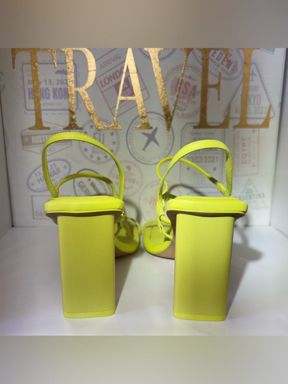 Aldo Chartreuse Strappy Block Heel Sandals - Picture 4 of 6